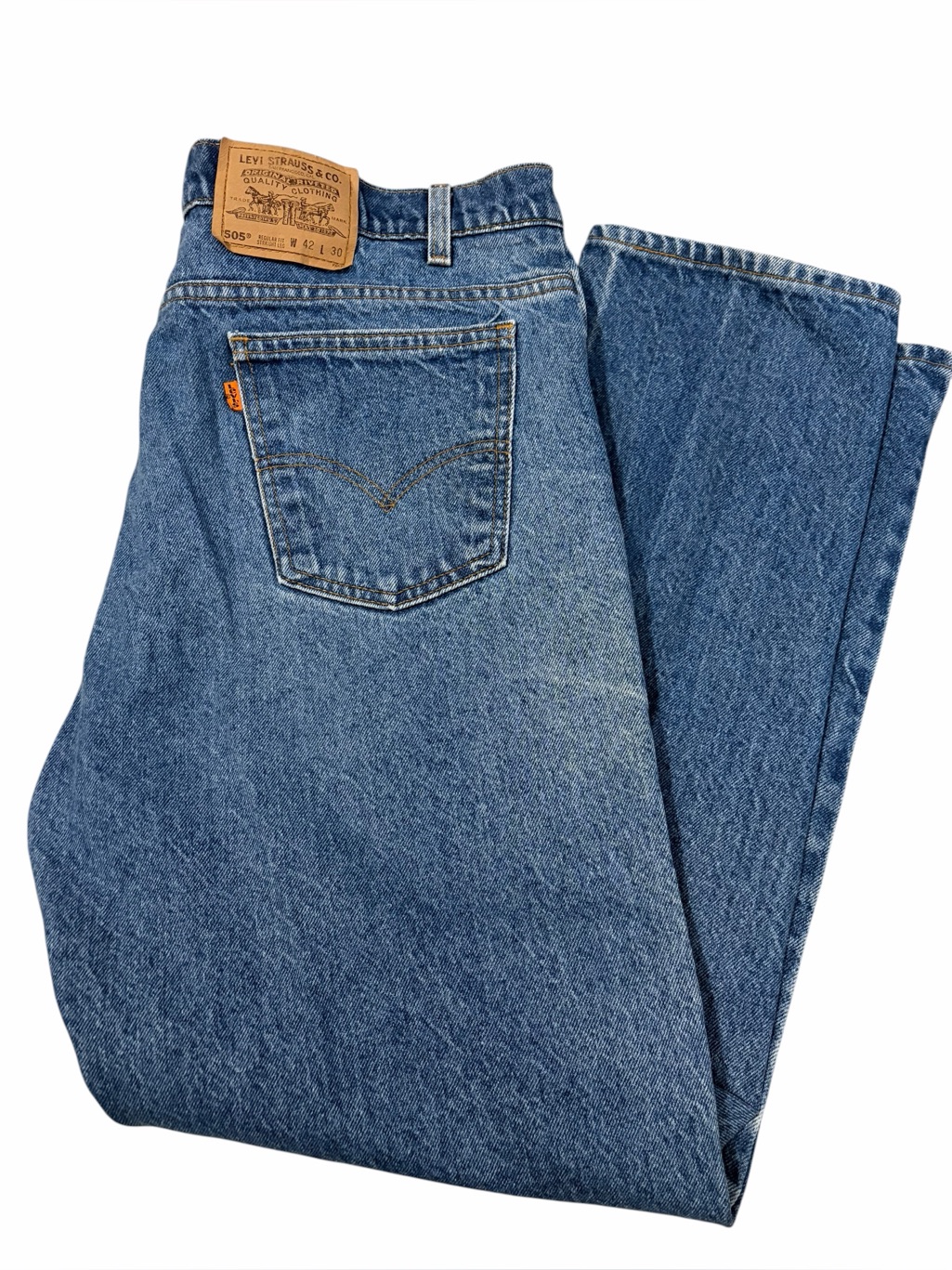 Vtg Levis 505 Orange Tab Regular Fit Straight Leg Jeans Mens 42x30 (41x30) 90s